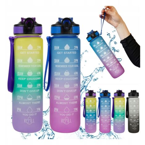 2x Borraccia sportiva Borraccia motivazionale da 1L con bilancia Fitness Tube