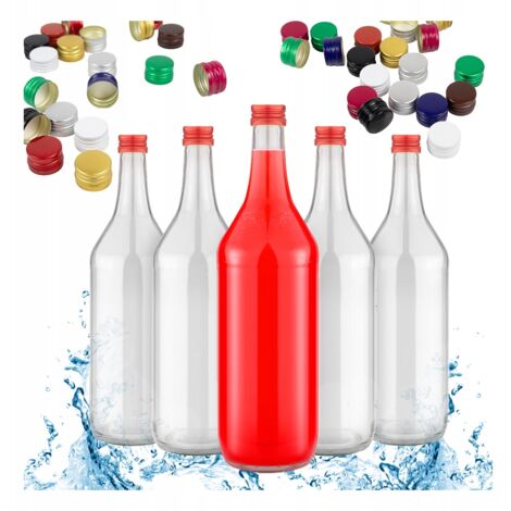 25 bottiglie di vetro MONOPOL da 1L + tappo per bottiglia di alcol (1/5)