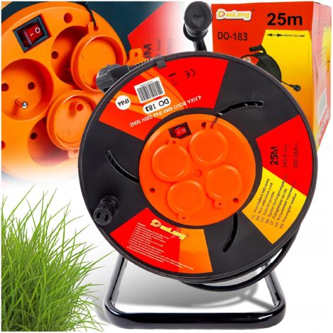 BOBINA DI PROLUNGA CAVO DA COSTRUZIONE GIARDINO GRANDE TAMBURO LUNGO 25M 3x2,5mm