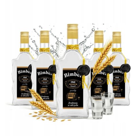 5x BOTTIGLIE DI VETRO FALA 500ml DECORATE per REGALO DI NOZZE MONSIEUR LIQUEUR