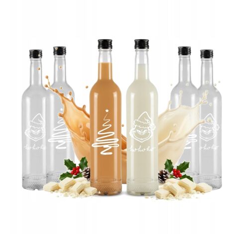 20 bottiglie di vetro CRYSTAL da 500 ml con stampa NATALE per tinture da 0,5 l (1/5)