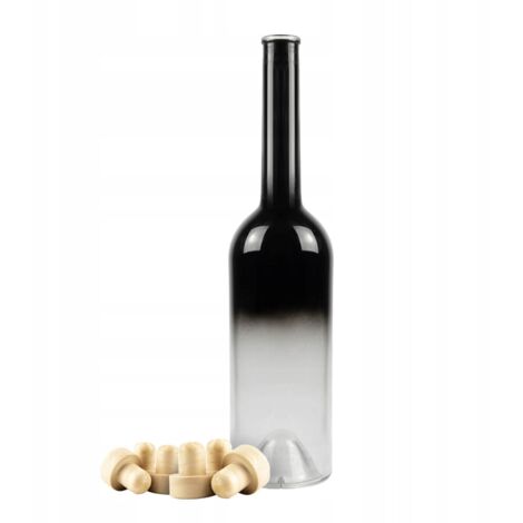 FENICE Bottiglia in vetro 700 ml NERO ELEGANTE OMBRE per Vodka alcolica (1/5)