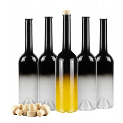 10x bottiglie di vetro FENICE 700ml NERO ELEGANTE OMBRE per regalo di alcolici (1/5)