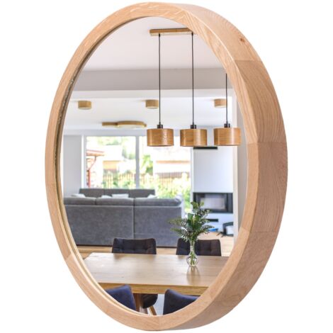 Specchio da bagno rotondo da parete LEJA 375 in legno di ROVERE per l'ingresso del soggiorno ELEGANTE