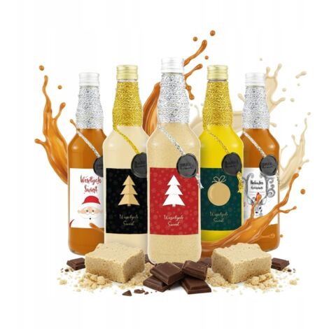 5 BOTTIGLIE IN VETRO MONOPOL DA 500 ml DECORATE NATALIZIA PER LIQUORE DA 0,5 L (1/5)