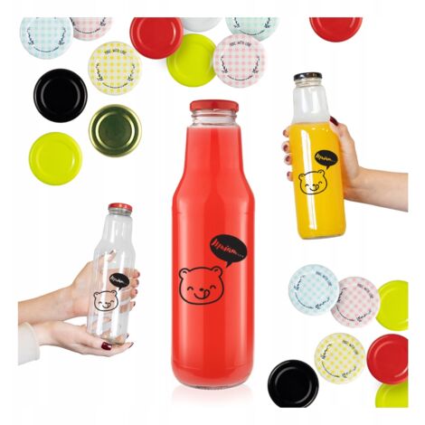 5x Bottiglia KUBUŚ 750ml con STAMPA BOTTIGLIE PER SUCCO, SCIROPPO, ACQUA, LATTE (1/5)