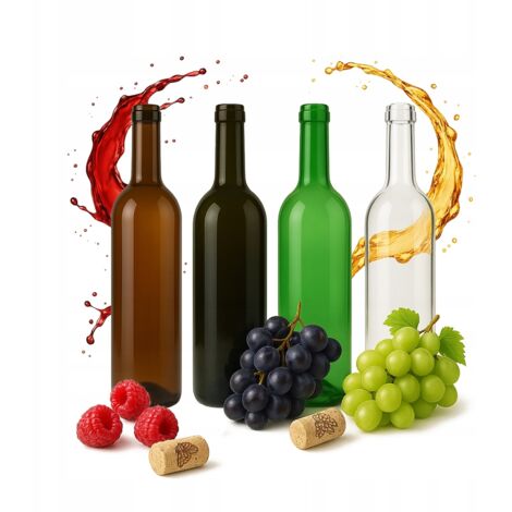 40 BOTTIGLIE DI VINO IN VETRO 0,75L + CORRECT 4 COLORI Bordeaux set 750ml (1/5)