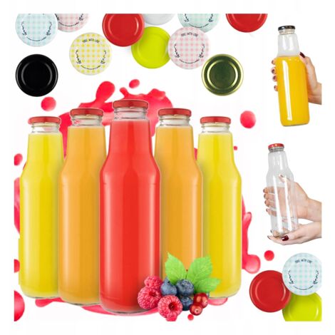 40 bottiglie di vetro Winnie the Pooh da 750 ml + tappo per succo, sciroppo, latte (1/5)
