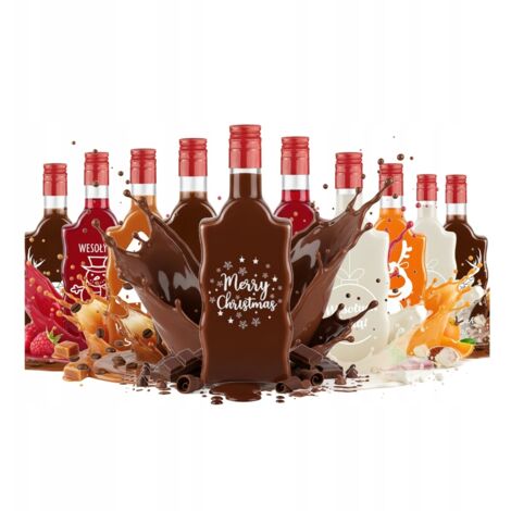 10 bottiglie di vetro FALA da 500 ml con STAMPA NATALIZIO come regalo per liquori (1/5)