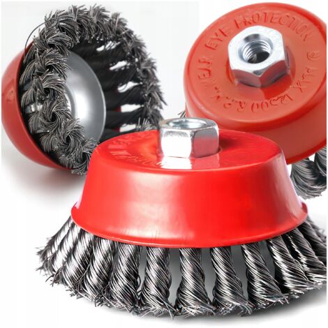 Spazzola metallica per smerigliatrice anteriore, intrecciata, filo M14, 4" 100mm (1/3)