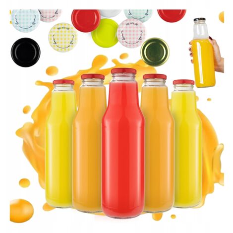 5x Bottiglie di succo KUBUŚ succo 750ml SET Bottiglia di vetro + COPERCHIO 0,75l (1/5)