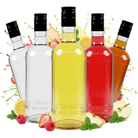 5x Bottiglie di vetro BOTTIGLIA DI VETRO DI LUSSO DA 500 ml PER LIQUORI, VINO, SUCCO DA 0,5 l (1/5)