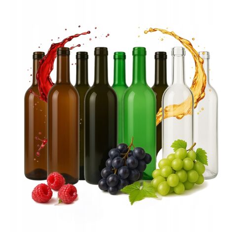 40 BOTTIGLIE DI VINO 750ml BOTTIGLIA DI VETRO BORDEAUX - 4 COLORI 0.75L (1/5)