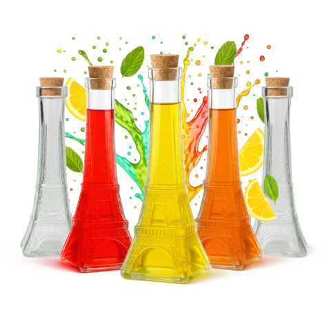 5x Contenitore in vetro per bottiglie da 200 ml con torre di Parigi per alcolici, vino, regalo di nozze (1/5)