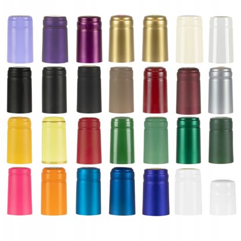 100x TAPPI TERMORETRAIBILI PER BOTTIGLIE COLORATE VINO LIQUORI MATRIMONIO