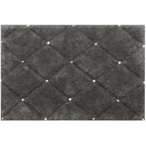 TAPPETINO DA BAGNO IN MORBIDO COTONE CHIC CON CRISTALLI 60X90CM ACCIAIO