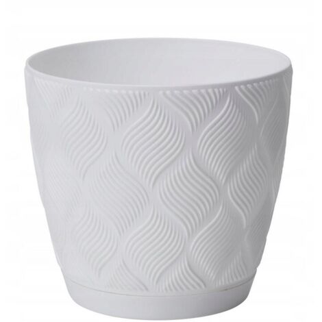 Flow Petit Eco Vaso da fiori riciclato con sottovaso 17 Bianco FORM-PLASTIC