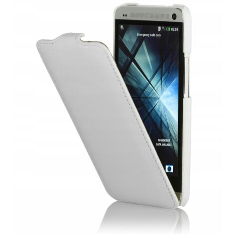 StilGut - Custodia a libro UltraSlim per HTC One M7 in pelle bianca (1/5)