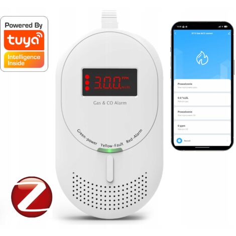Sensore di gas e monossido di carbonio 2 in 1 Rilevatore di monossido di carbonio CO Metano Butano TUYA ZIGBEE