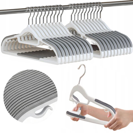 Set di grucce con rivestimento antiscivolo SOFTY, 20 pezzi, bianco e grigio