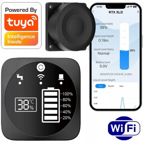Sensore di livello dell'acqua liquida RTX Meter con display a LED WiFi TUYA Smart