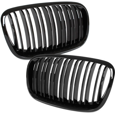 BMW X6 E71 07-14 griglie tra i fari (reni) sinistra + destra set NERO LUCIDO DOPPIA BARRA