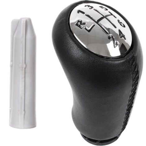 Pomello del cambio Renault Captur I 6 MARCE PELLE NERA + CROMATO + adattatore / adattatore leva pomello cambio 2 pezzi SET