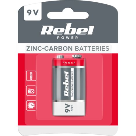 Batterie zinco-carbone REBEL 6F22 BLISTER