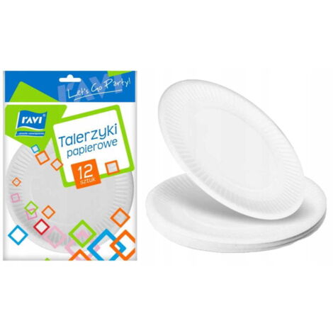 Piatti di carta rotondi 18 cm 12 pezzi griglia bianca