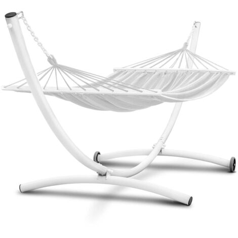 Telaio di supporto con ruote, portata 300 kg, colore bianco, taglia XXL, per amaca da giardino, in metallo massiccio.