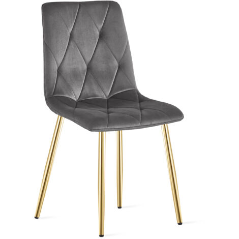 Sedia LIBRA - velluto grigio scuro / gambe dorate x 1 (1/5)