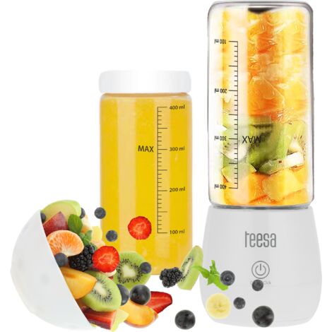 Frullatore da viaggio portatile senza fili con bicchiere in vetro da 450 ml, 100 W Teesa