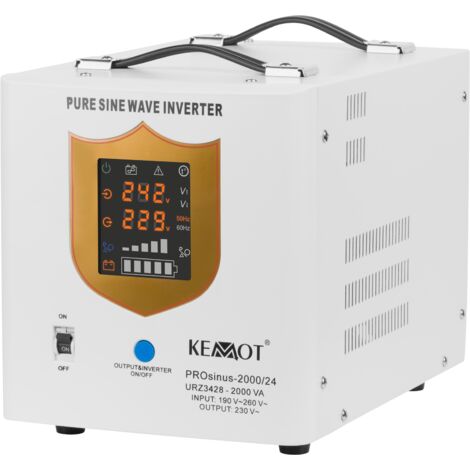 Gruppo di continuità (UPS) Kemot PROsinus 2000 24V/230V 2000VA/1400W per alimentazione di emergenza.