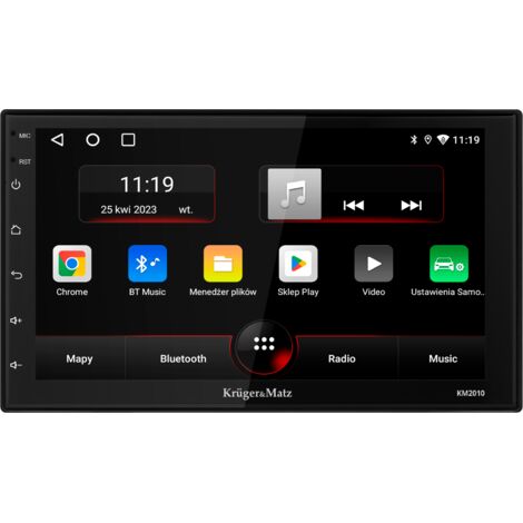 Autoradio Kruger&Matz 2DIN da 7" con CarPlay/Android Auto, Bluetooth, USB e AUX.