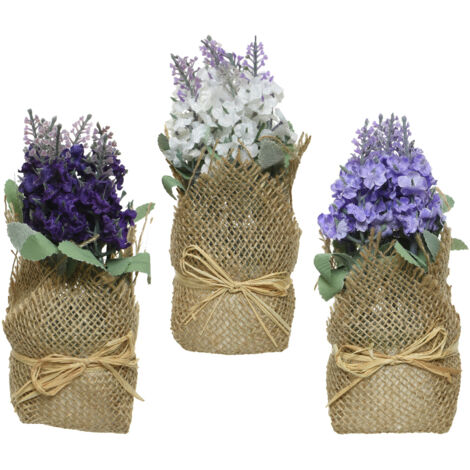 VASO DI JUTA CON LAVANDA H17CM IN 3 COLORI