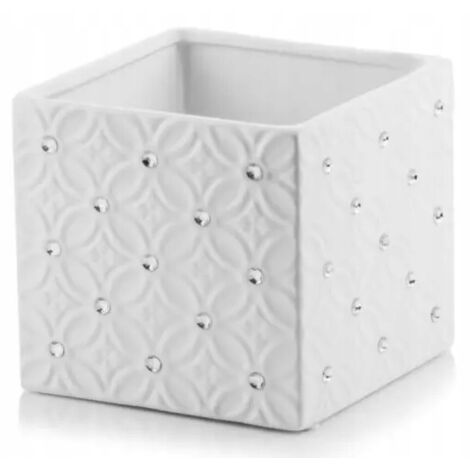 Coprivaso in ceramica bianca glamour da 14 cm