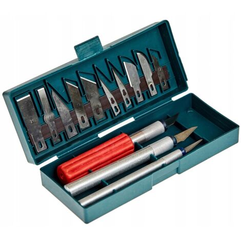 COLTELLO DA MODELLISMO BISTURI COLTELLINO SET 13 LAME CUSTODIA
