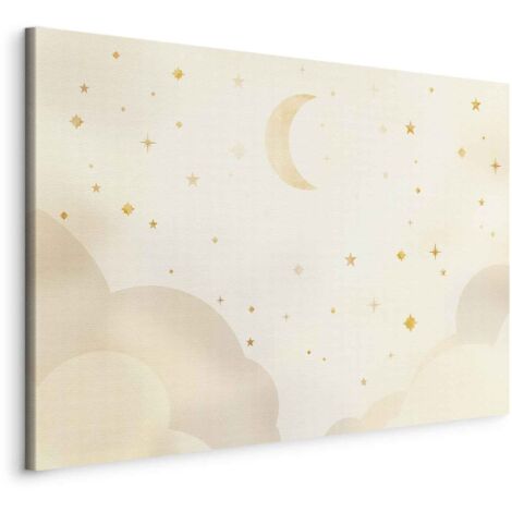 Immagine - Notte luminosa - la luna accompagnata da molte stelle su uno sfondo luminoso / Notte stellata (1/3)