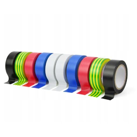 Nastro isolante colorato 19 mm x 0,13 mm x 5 m - set da 10 pezzi.