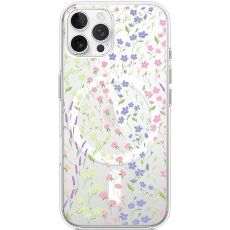 Custodia per iPhone 12 Pro Max con MagSafe, trasparente, flessibile in silicone, fiori di campo (1/5)
