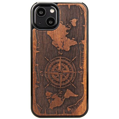 Custodia in legno per iPhone 13 WIND ROSE MERBAU (1/4)