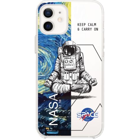 Custodia per iPhone 12, trasparente, flessibile in silicone, Keep Calm in Cosmos (1/5)