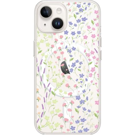 Custodia per iPhone 14 con MagSafe, trasparente, flessibile in silicone, fiori di campo (1/5)