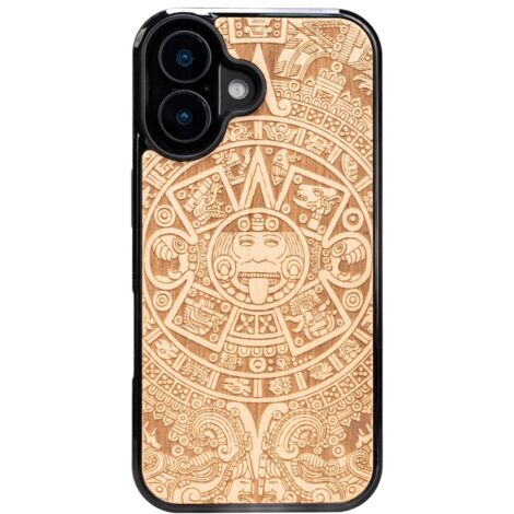 Custodia in legno Bewood per iPhone 16 CALENDARIO AZTECO ANIEGRE (1/5)