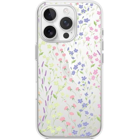 Custodia per iPhone 13 Pro, trasparente, Flexi in silicone, fiori di campo (1/5)