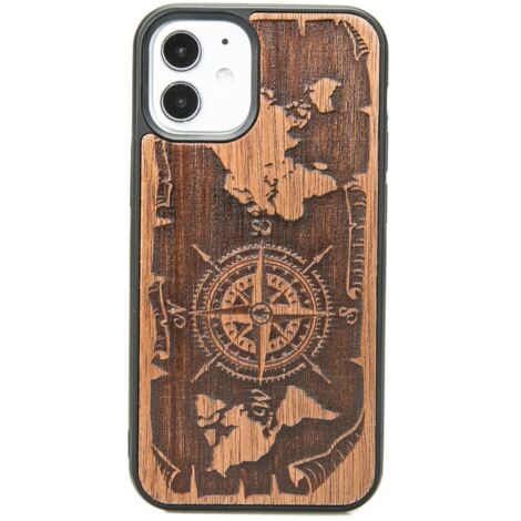 Custodia in legno per iPhone 12 Mini WIND ROSE MERBAU (1/4)
