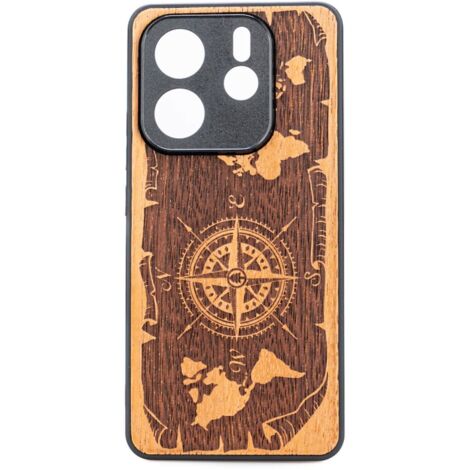 Custodia in legno Bewood per Xiaomi Redmi Note 14 5G WIND ROSE MERBAU (1/2)