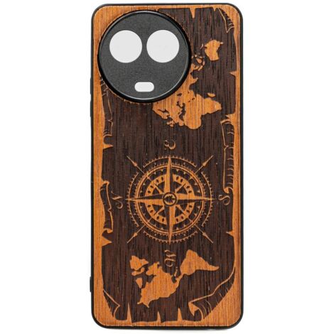 Custodia in legno Bewood per Realme 11 5G WIND ROSE MERBAU (1/2)