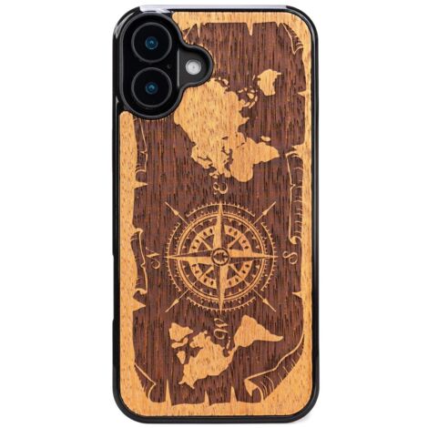 Custodia in legno Bewood per iPhone 16 Plus WIND ROSE MERBAU (1/5)
