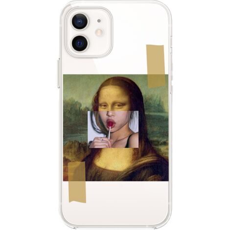 Custodia per iPhone 12, trasparente, Flexi in silicone, Monna Lisa con lecca-lecca (1/5)